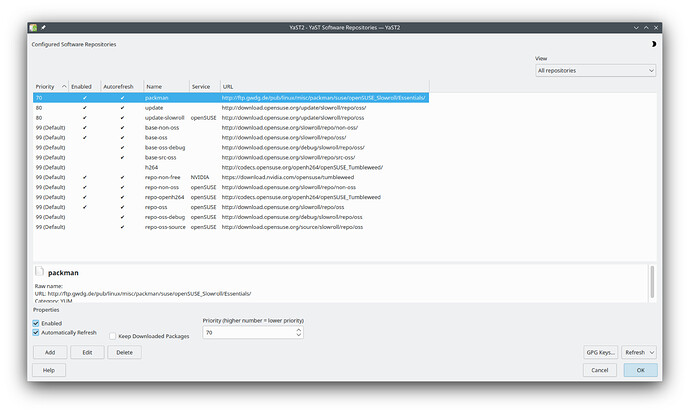 Screenshot_20240514_185521 openSuse repos after few updates - slowroll was added, duplications