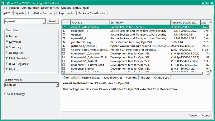 YaST openssl versions - Screenshot_20230407_115517