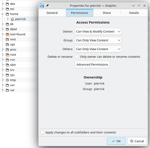 Pierrick permissions