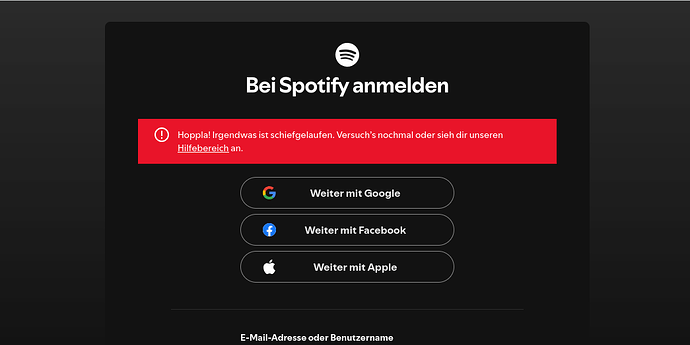 spotify-login-Fehler