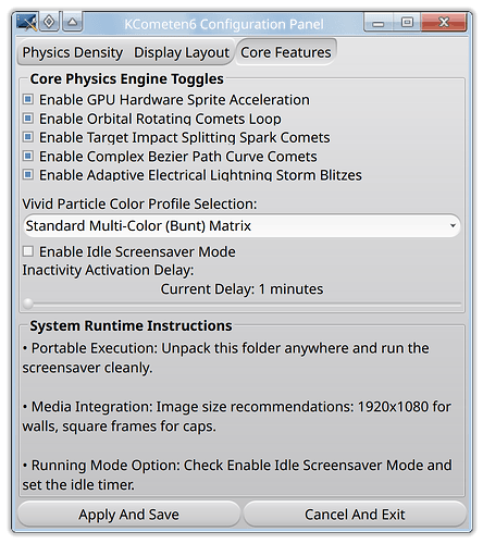 KCometen6 Configutation Panel tab 3