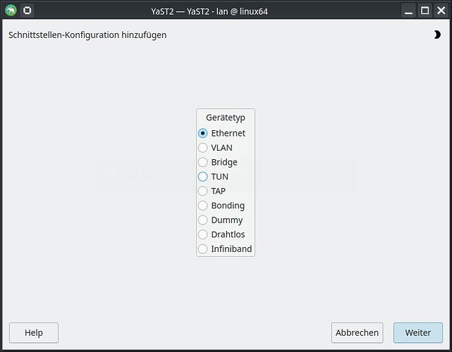 YaST2 — YaST2 - lan @ linux64                                                         _002