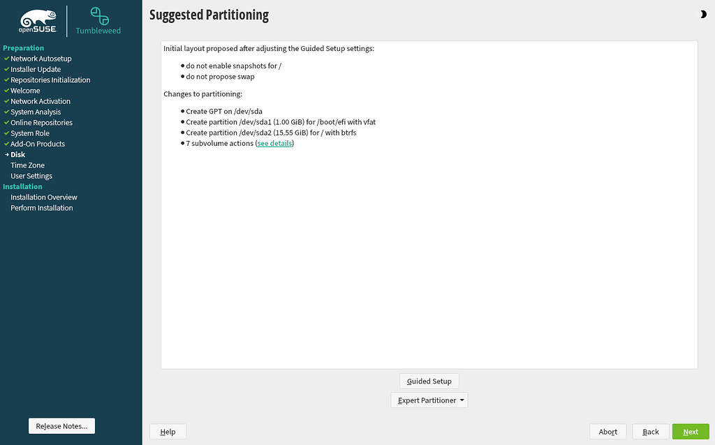 Guided setup unable to propose layout when enabling snapshots - Install ...