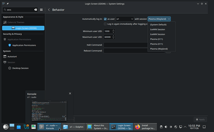 1 sddm settings, double-entries Screenshot_20261017_195504