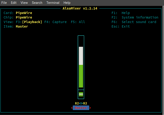 Screenshot alsamixer at 2025-05-31 09-23-22