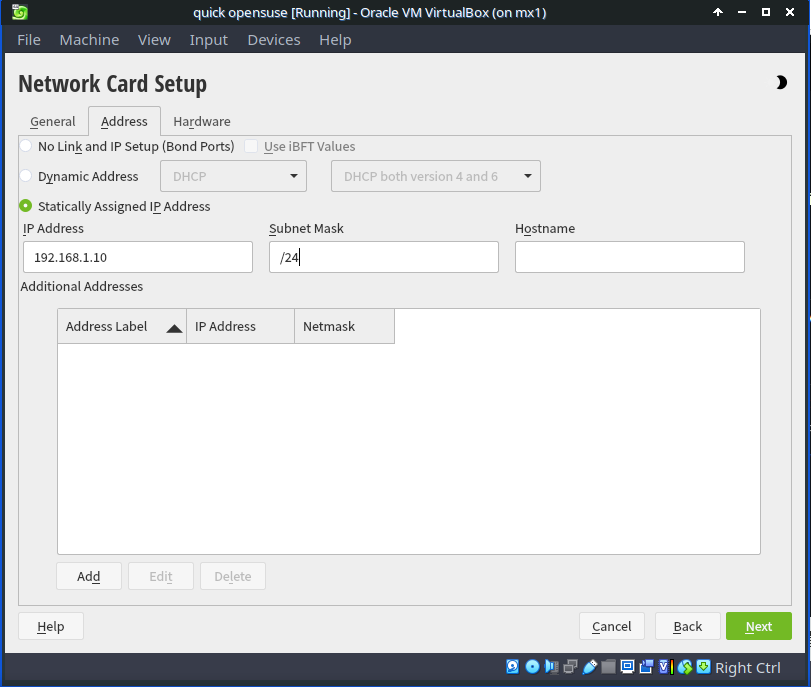 Setting IP inofrmation on installation - Install/Boot/Login - openSUSE ...