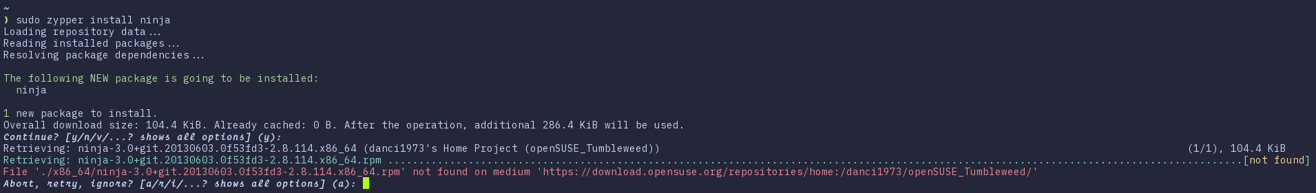 Unable to install ninja build - Applications - openSUSE Forums