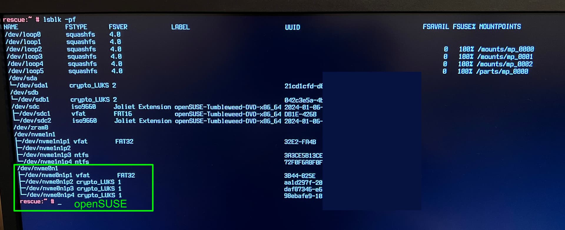 Latest update 01/06/24 broke my system,(full disk encryption) -  Install/Boot/Login - openSUSE Forums