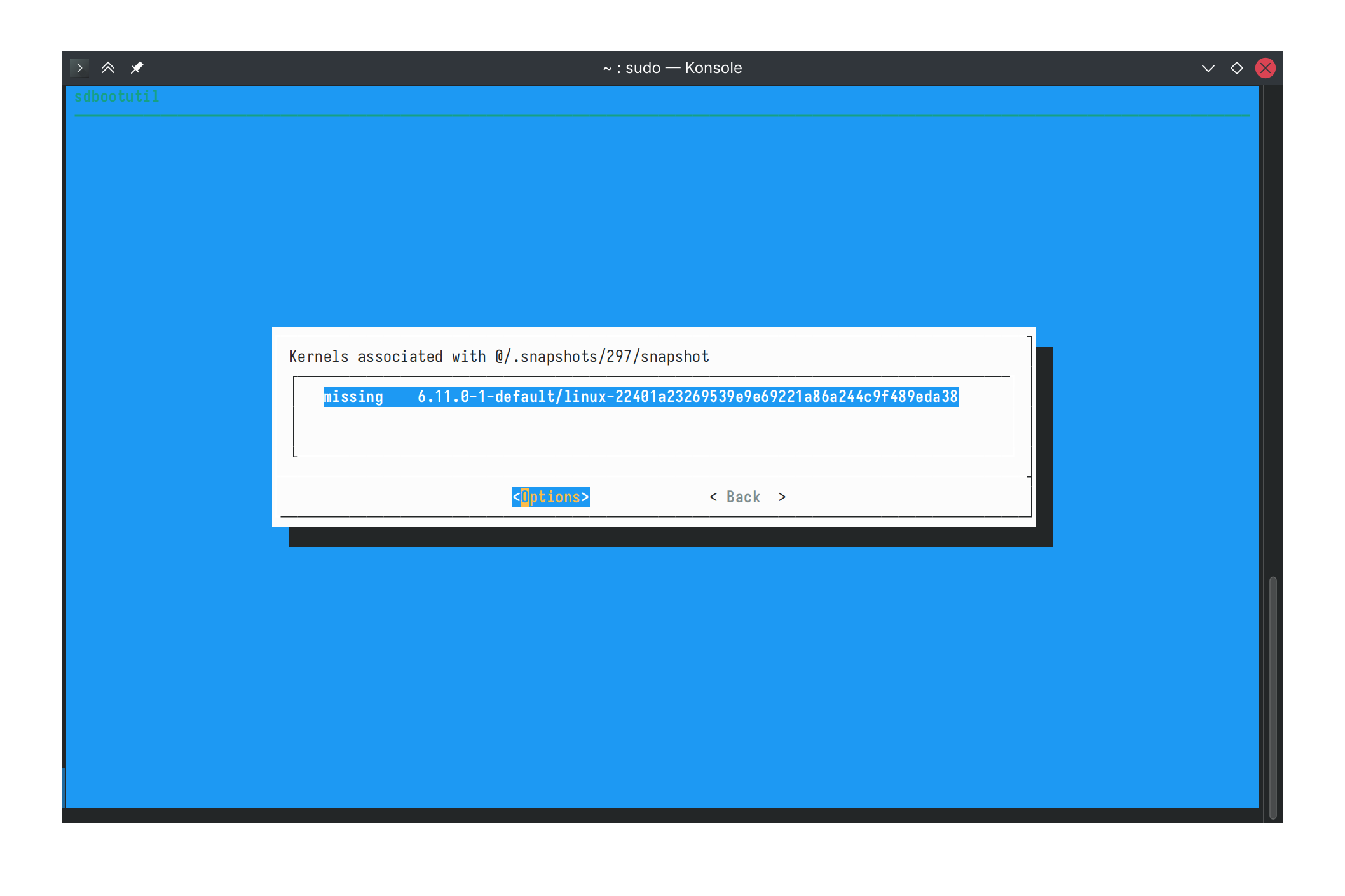 Sdbootutil failed to create new entry for new snapshot, possibly due to ...