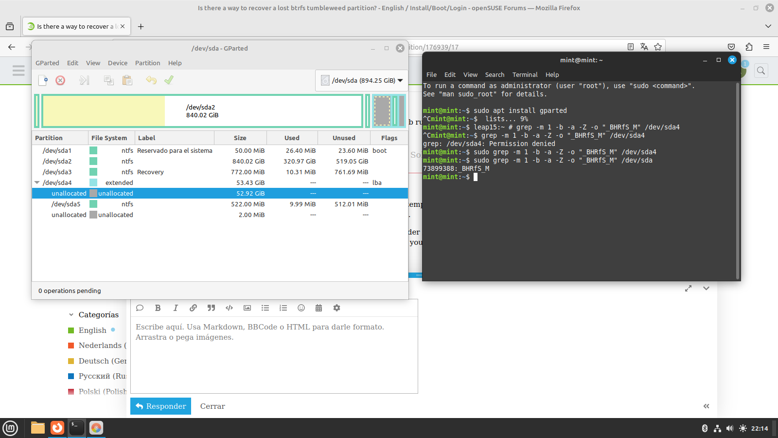 Is there a way to recover a lost btrfs tumbleweed partition? - Install ...
