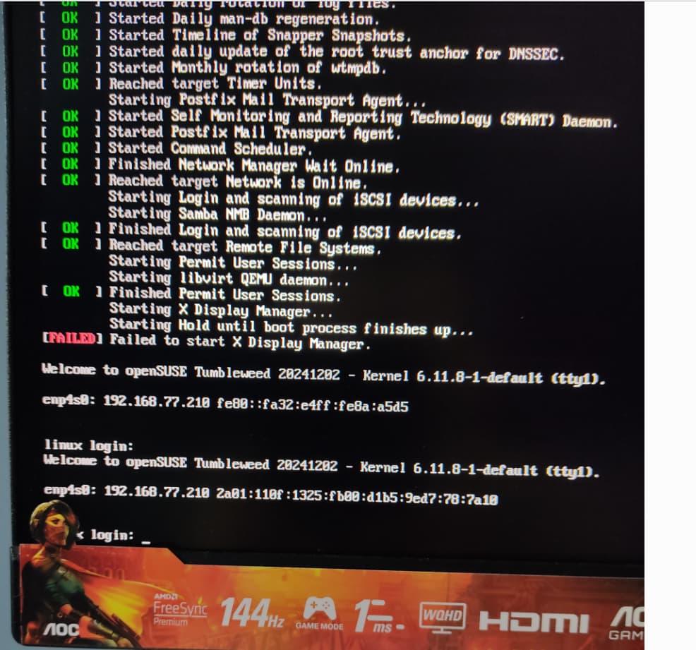 Desktop doesn't start - Install/Boot/Login - openSUSE Forums